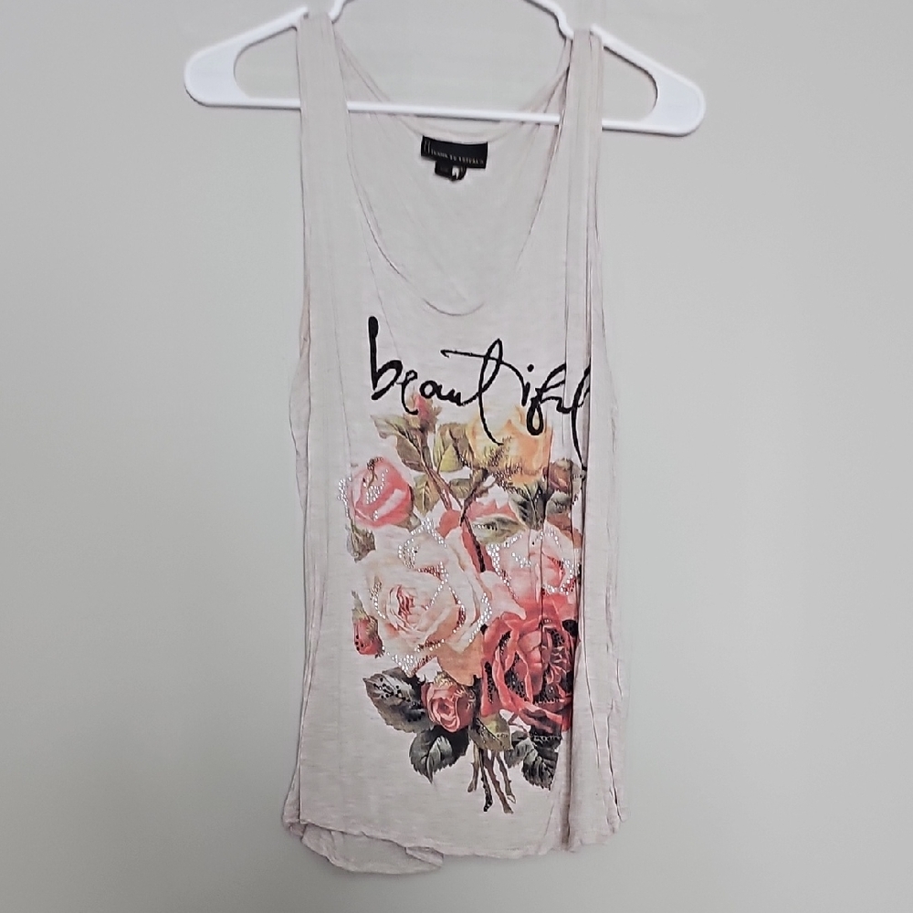 i jeans by Buffalo Floral Graphic Tank Top - Cream and Pink